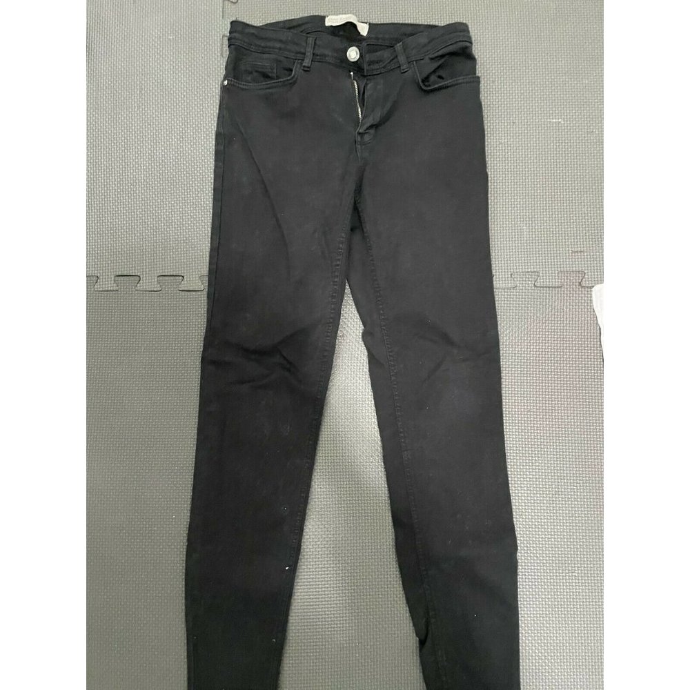 ZARA BASIC Z1975 Black TAPERED Jeans Zipper ANKLES SKINNY 27 inch Pants Sz 4